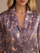 [Palma Rosa] SilkSilky-IT Half Sleeve Lapel Collar Pigiami da donna 005