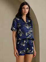 [Leone Blu Navy] SilkSilky-IT Short Sleeve Notch Collar Pigiami da donna 004