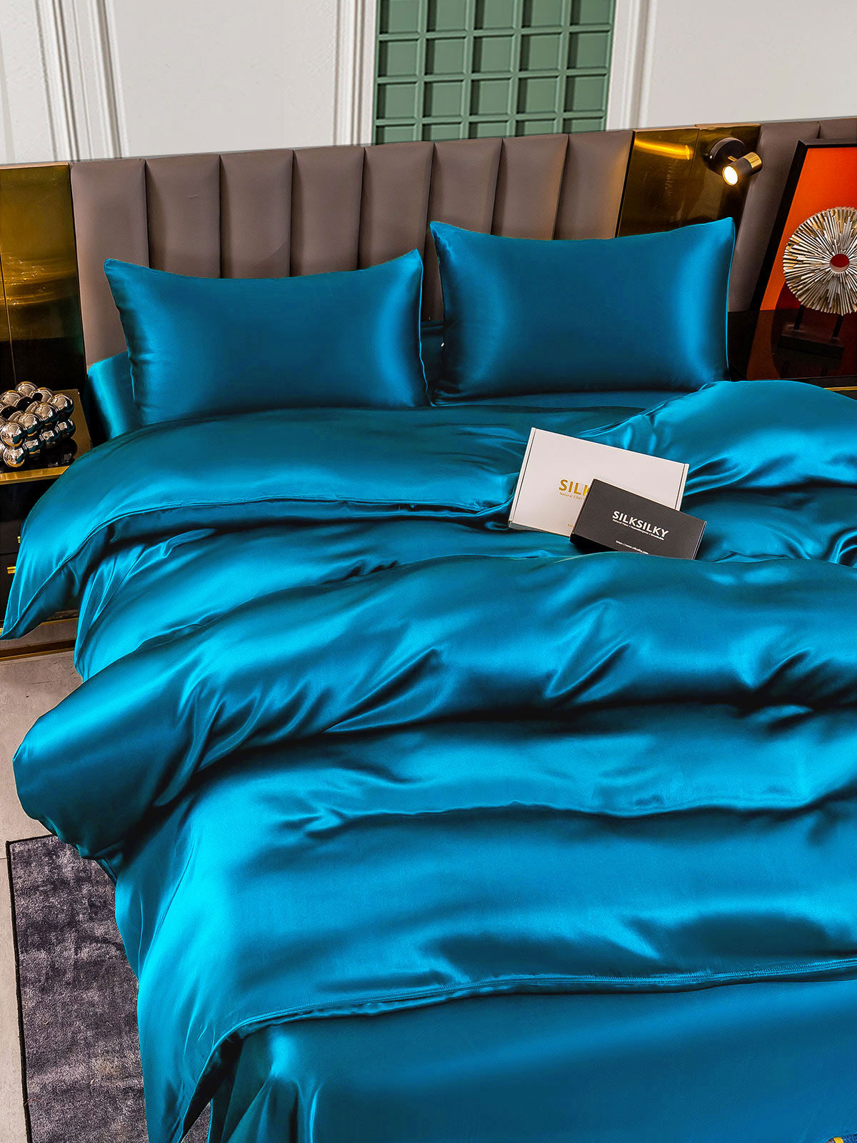 [Verde Acqua] SilkSilky-IT 25Momme Seta pura Bedding Set 003