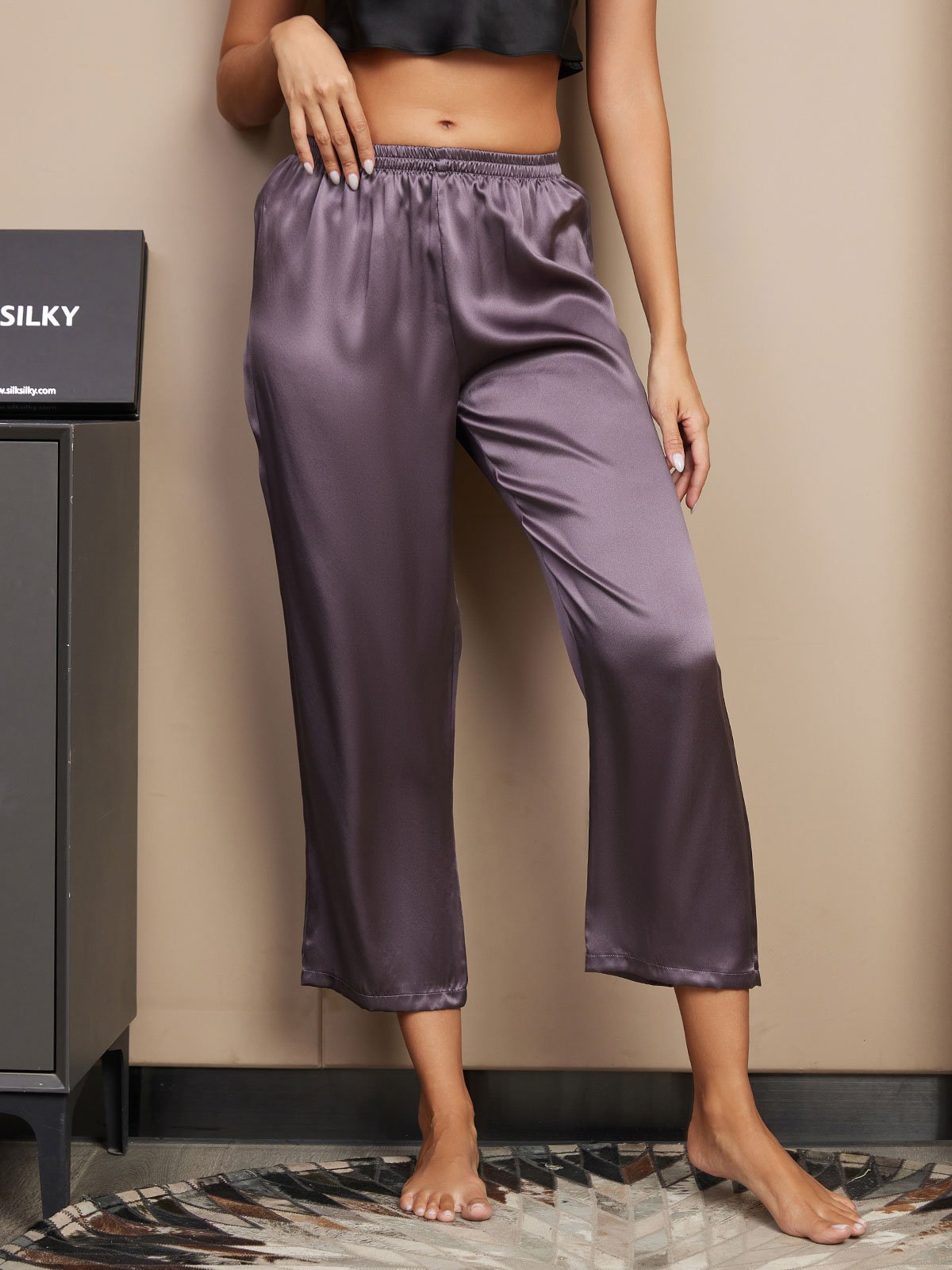 [Grigio Porpora] SilkSilky-IT Seta pura Womens Sleep Bottoms 003