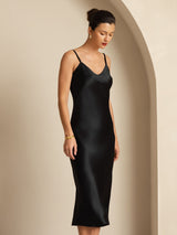 [Nero] SilkSilky-IT Sleeveless V Neck Vestiti da donna 003