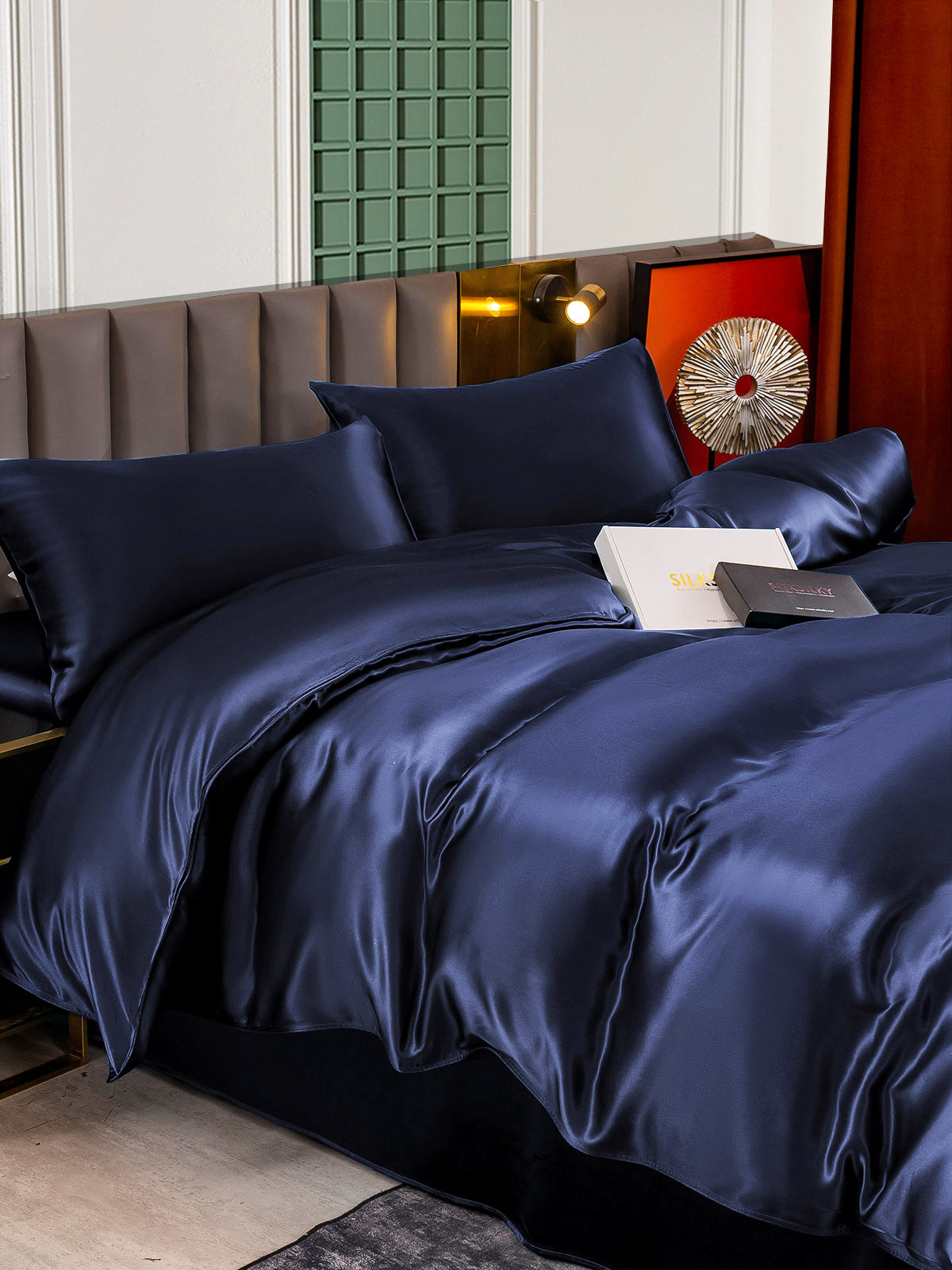 [Blu Scuro] SilkSilky-IT 25Momme Seta pura Bedding Set 005