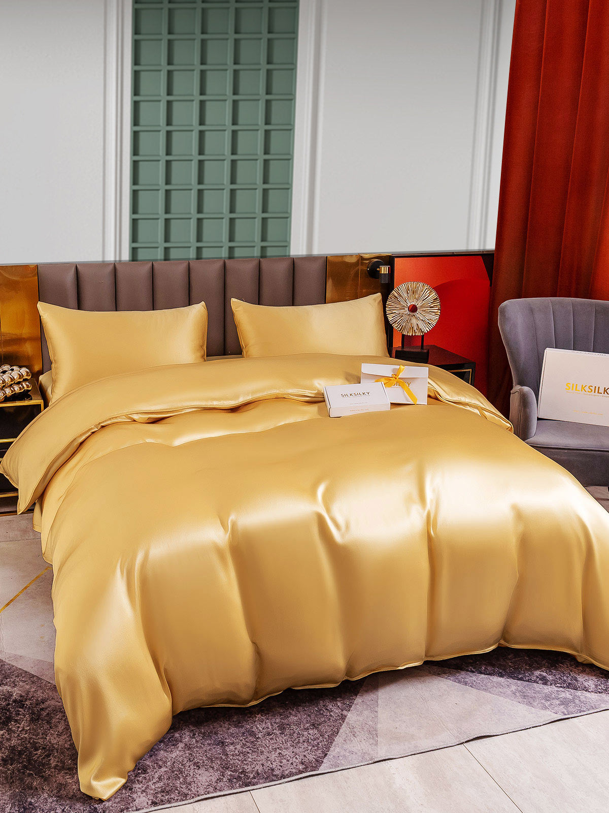 [Champagne] SilkSilky-IT 25Momme Seta pura Bedding Set 002