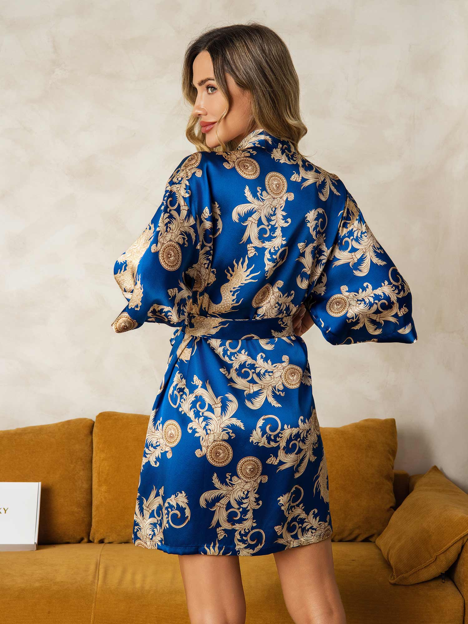 [Blu] SilkSilky-IT Seta pura Womens Robe 002