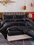 SilkSilky IT 19Momme Seta pura Bedding Set Nero 003