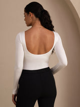 [Bianco] SilkSilky-IT Long Sleeve Collo a U Magliette donna 002