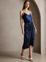 [Blu Scuro] SilkSilky-IT Spaghetti Strap V Neck Cami 004