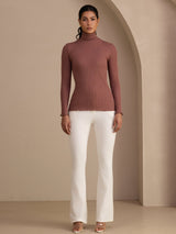 [Cameo Rose] SilkSilky-IT Long Sleeve Turtle Neck Magliette donna 007
