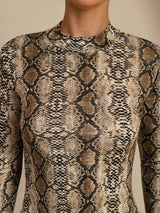[Pelle Di Serpente] SilkSilky-IT Manica lunga Collo a Lupetto Magliette donna 006