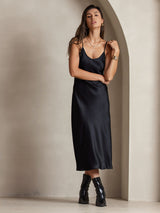 [Nero] SilkSilky-IT Sleeveless V Neck Vestiti da donna 005