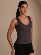 [Grigio] SilkSilky-IT Sleeveless Deep V Neck Cami 004