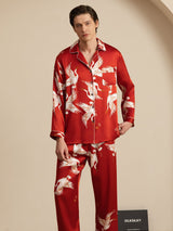 [Vino] SilkSilky-IT Long Sleeve Lapel Collar Pigiami da uomo 006