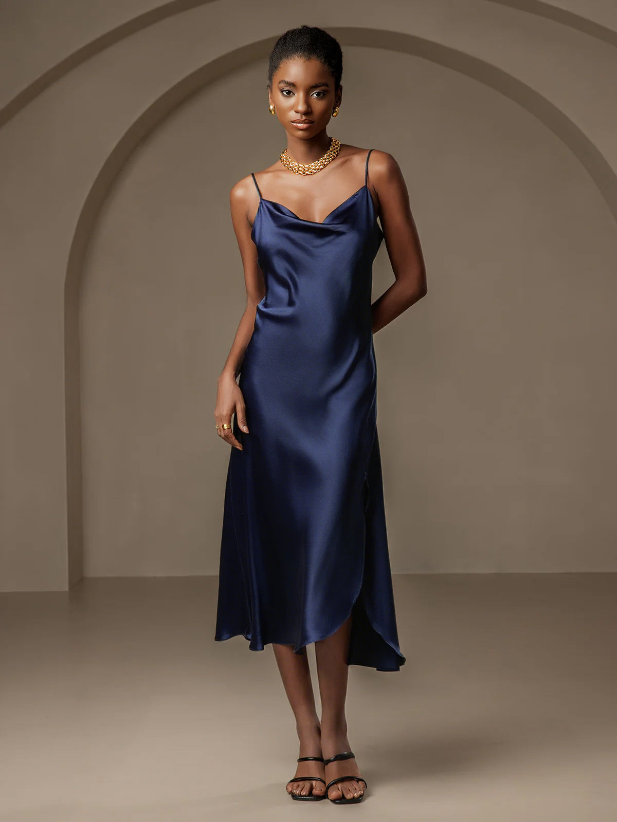 [Blu Scuro] SilkSilky-IT 19Momme Nightgown 001