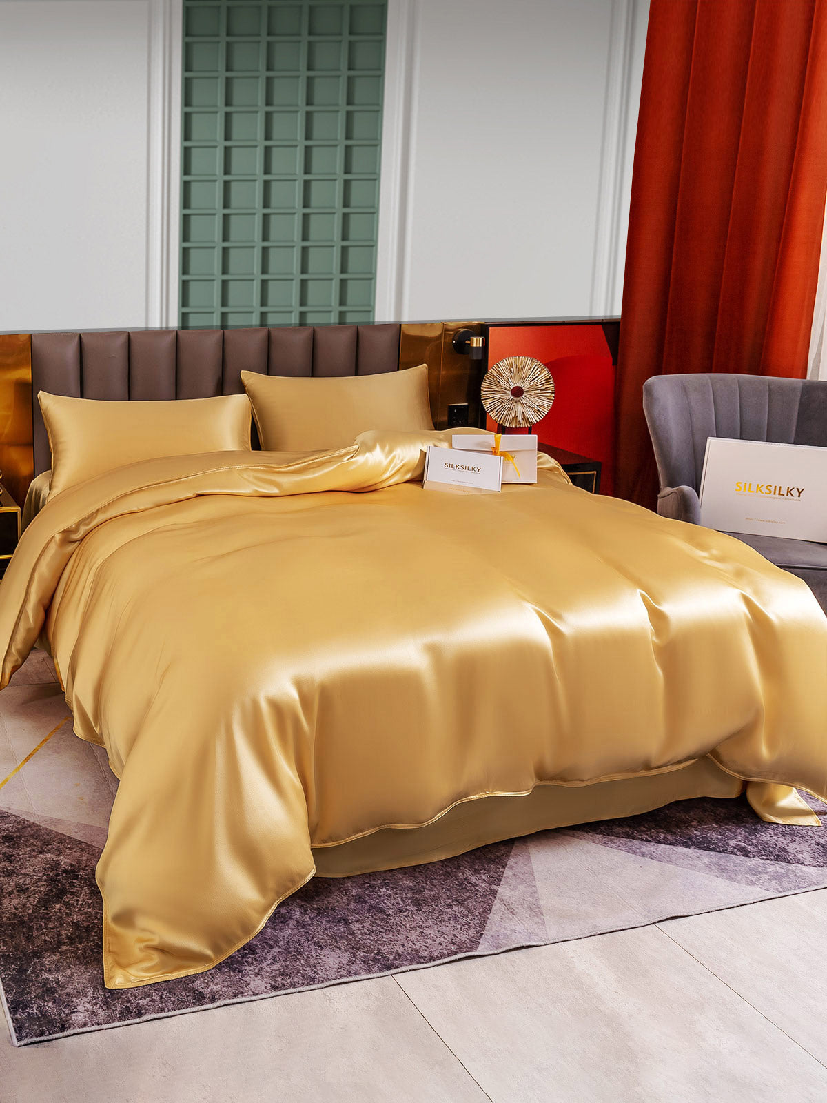 [Champagne] SilkSilky-IT 25Momme Seta pura Bedding Set 005