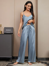 [Blu Grigiastro] SilkSilky-IT Tirantes Finos Scollo a V Set di Bretelle 003