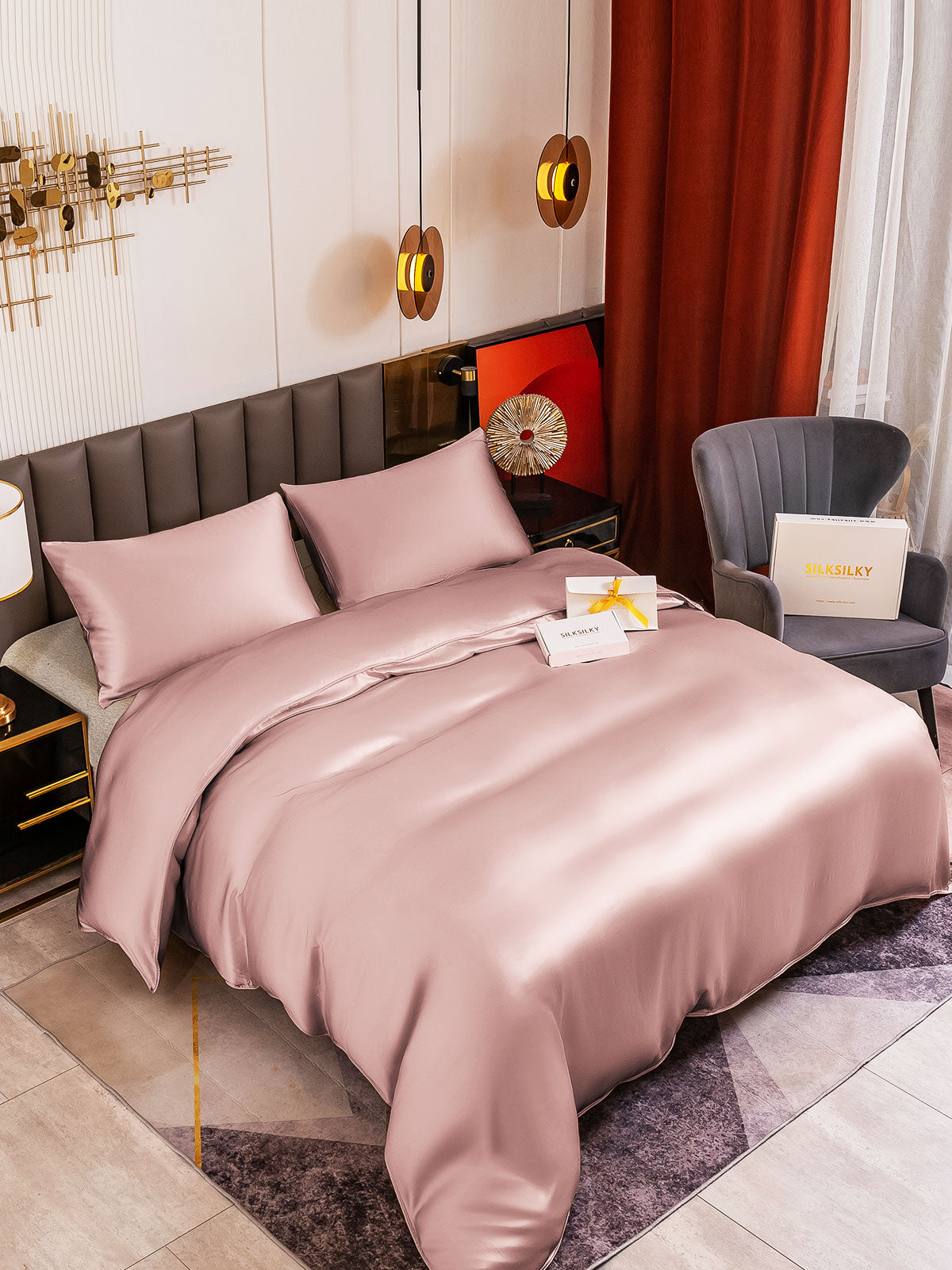 [Malva Pallido] SilkSilky-IT 19Momme Seta pura Bedding Set 004