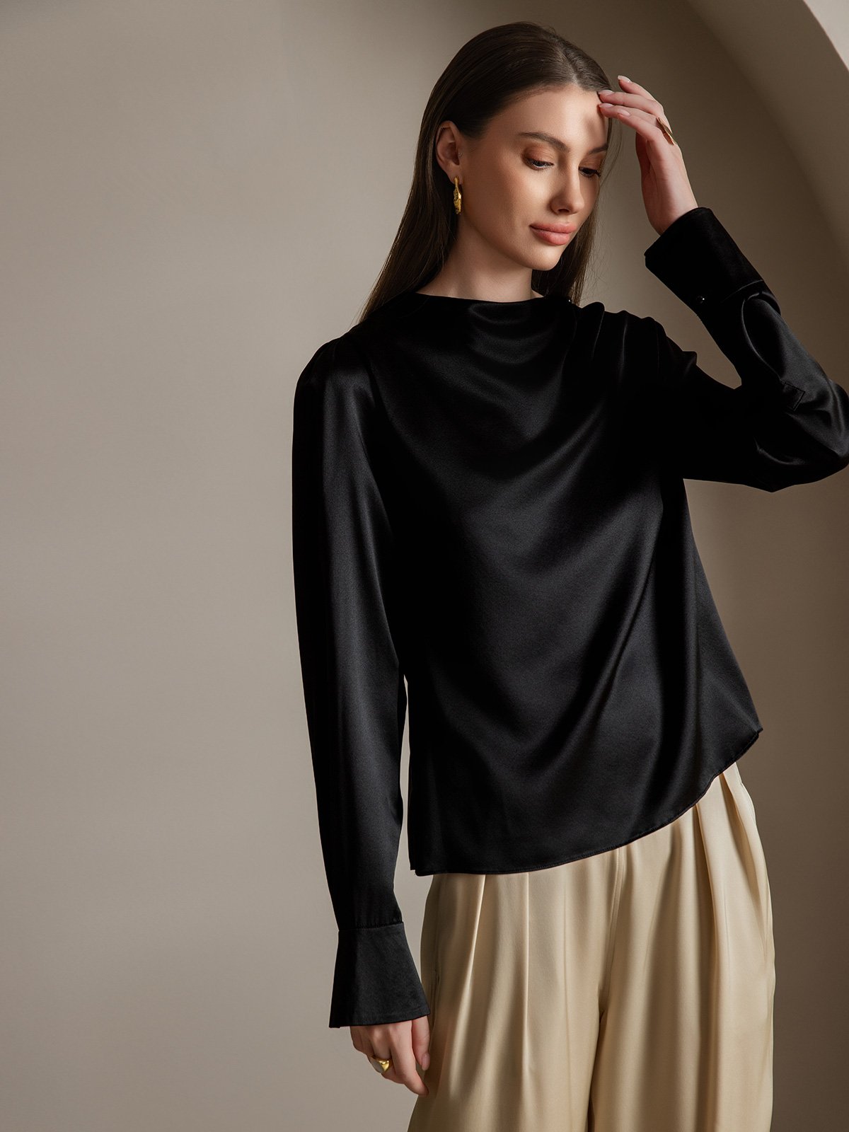 [Nero] SilkSilky-IT 19Momme Seta Womens Shirt 006