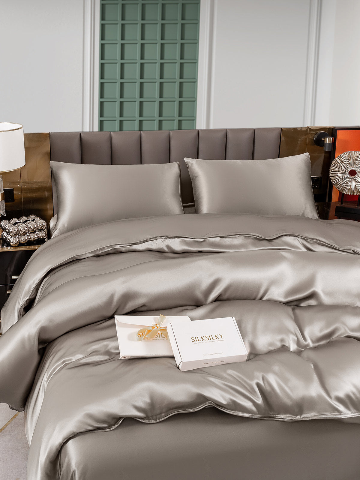 [Grigio] SilkSilky-IT 25Momme Seta pura Bedding Set 004