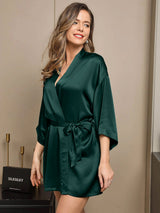 [Verde Scuro] SilkSilky-IT 3/4 Sleeve Vestaglia da donna 004