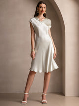[Verde Chiaro] SilkSilky-IT Cap Sleeve V Neck Camicia da notte 001