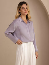 [Viola] SilkSilky-IT Long Sleeve Lapel Collar Camicette 004