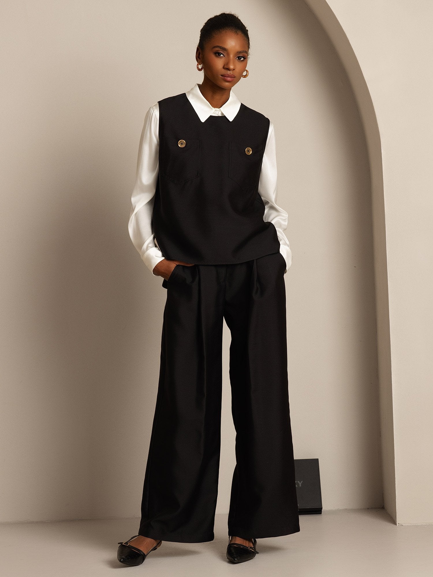 [Nero] SilkSilky-IT 32Momme Seta Womens Vest 003,