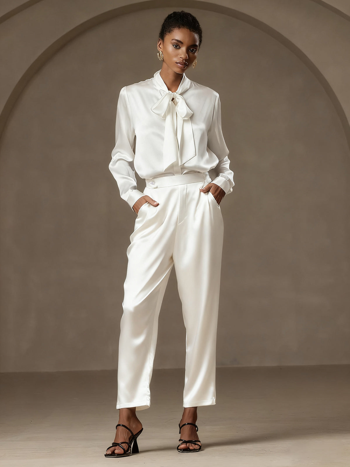 [Bianco] SilkSilky-IT 19Momme Seta Womens Pants 001