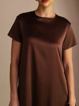 [Cioccolato Fondente] SilkSilky-IT Short Sleeve Crew Neck Vestiti da donna 005