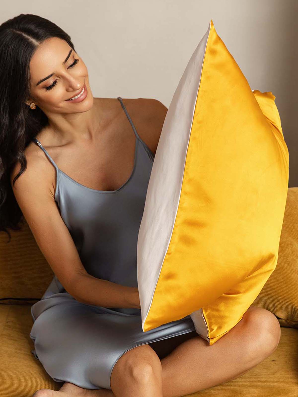 [Oro+BeigeChiaro] SilkSilky-IT 22Momme Seta pura Pillowcase 002