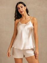 [Beige] SilkSilky-IT Sleeveless V Neck Set di Bretelle 001