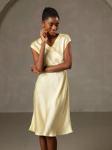 [Giallo] SilkSilky-IT Cap Sleeve V Neck Camicia da notte 001