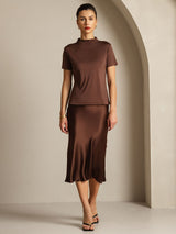 [Caffè] SilkSilky-IT Short Sleeve Magliette donna 006