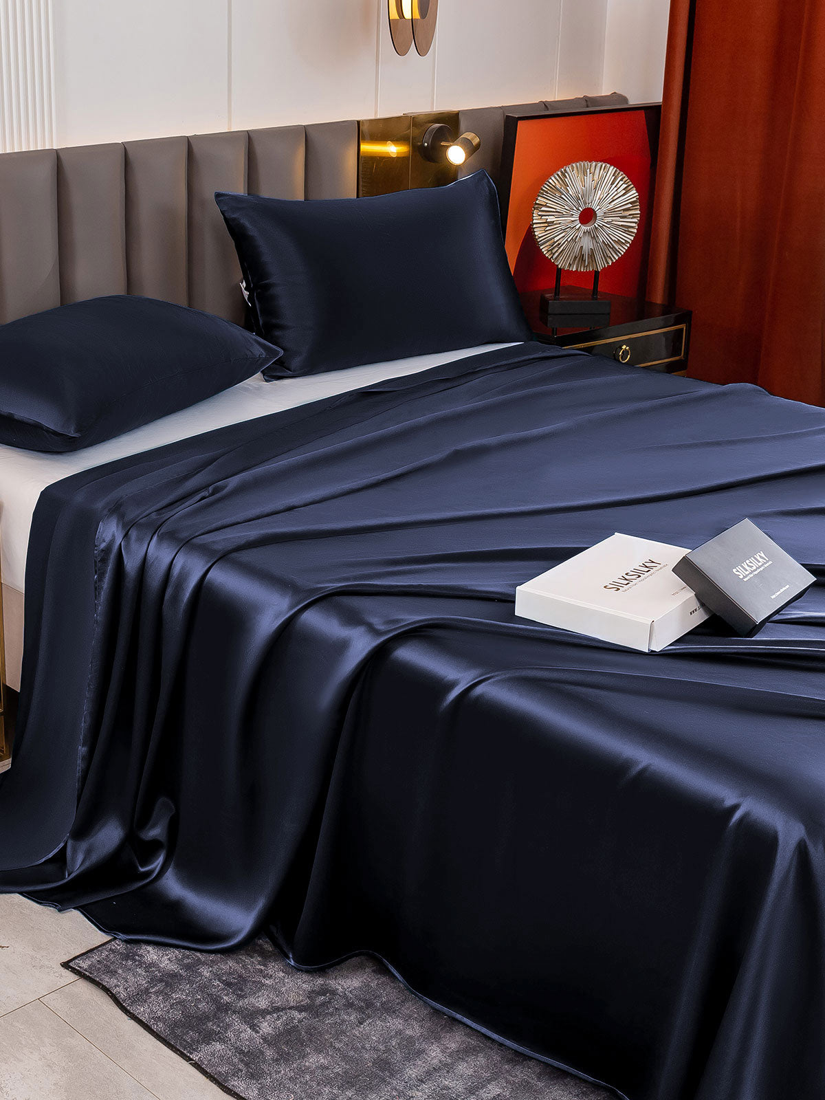[Blu Scuro] SilkSilky-IT 19Momme Seta pura Bedding Set 004