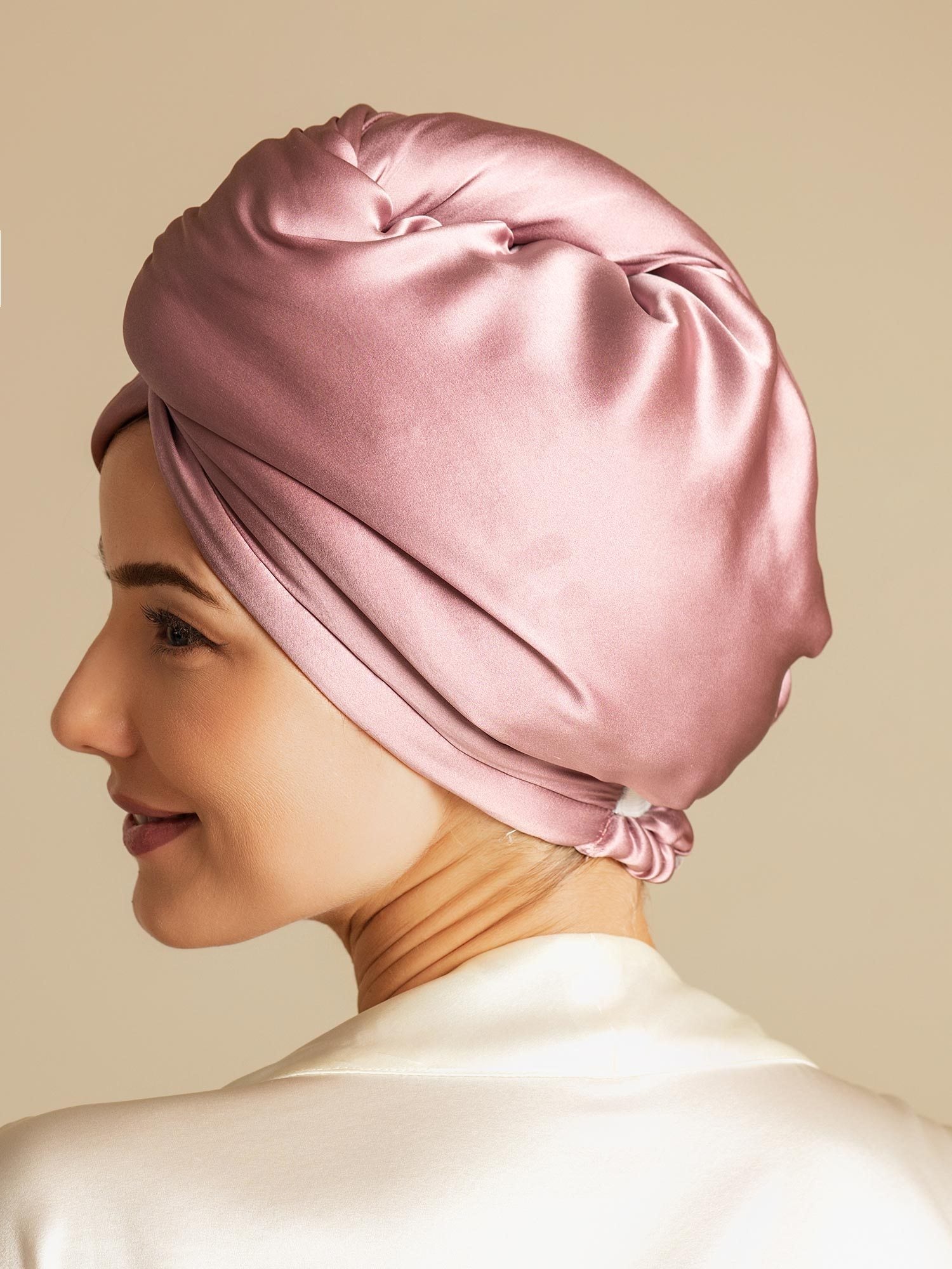 [Malva Pallido] SilkSilky-IT Seta pura Hair Towel Wrap 002,