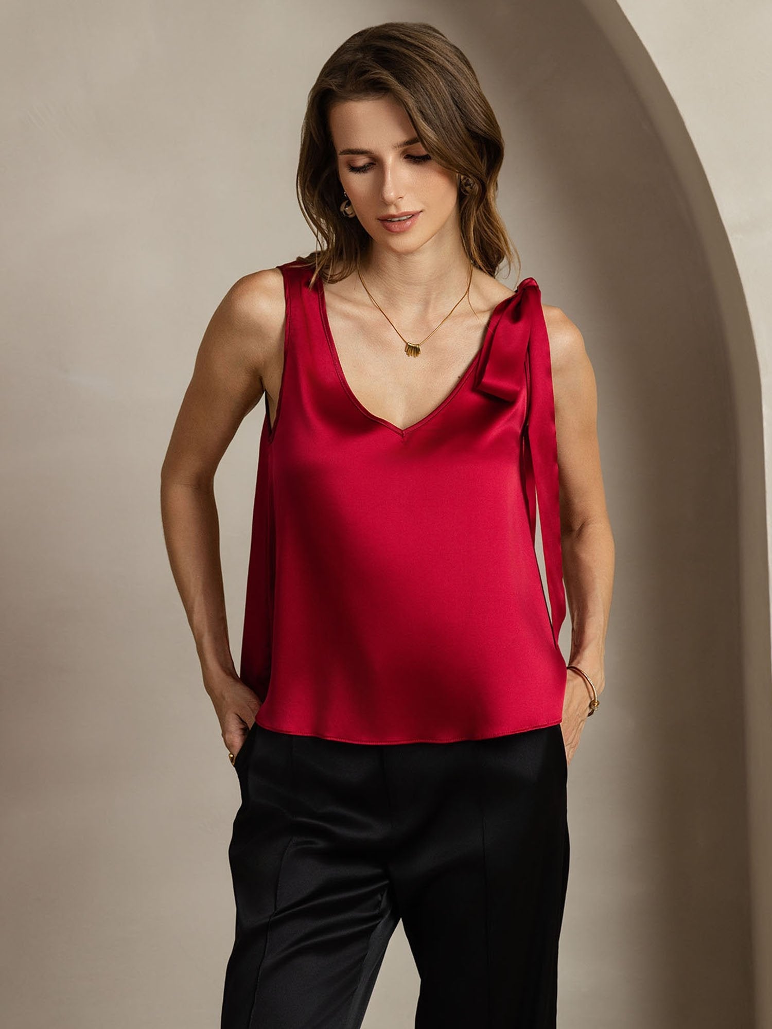 [Vino] SilkSilky-IT 19Momme Seta Womens T-Shirt 006