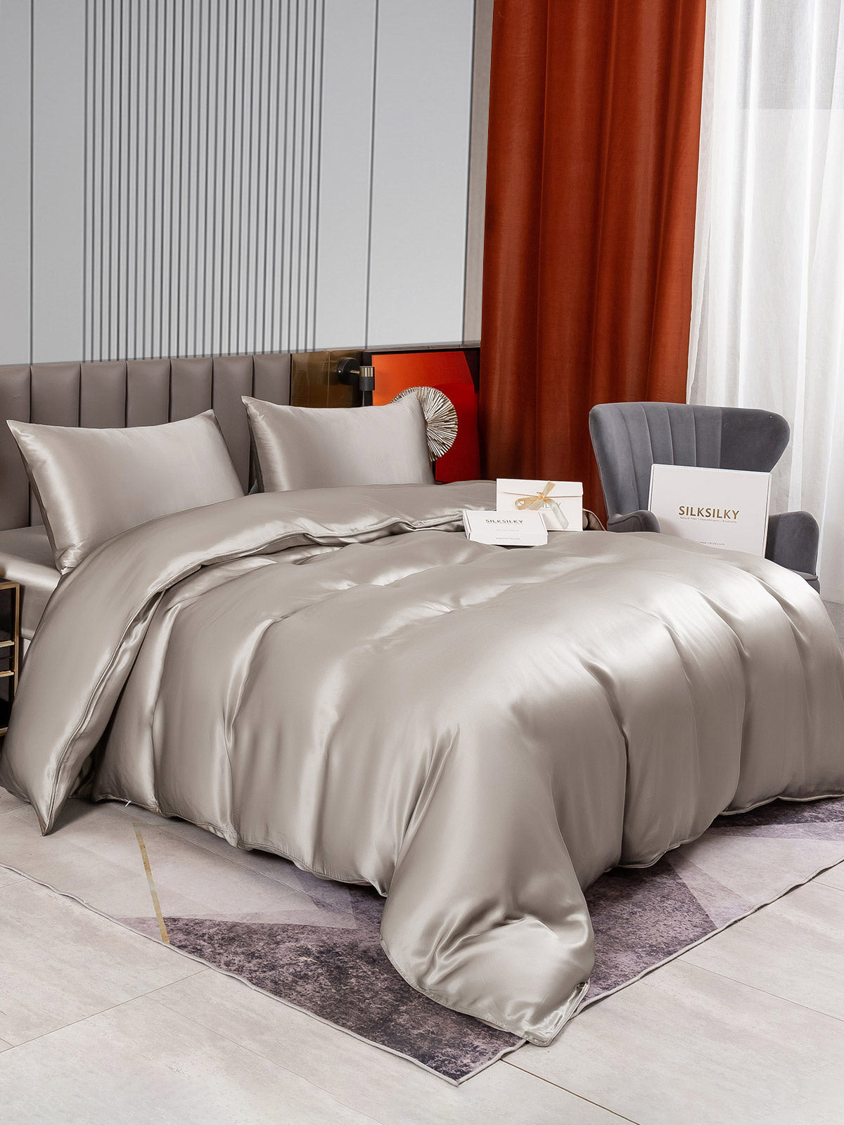 [Grigio] SilkSilky-IT 22Momme Seta pura Bedding Set 002