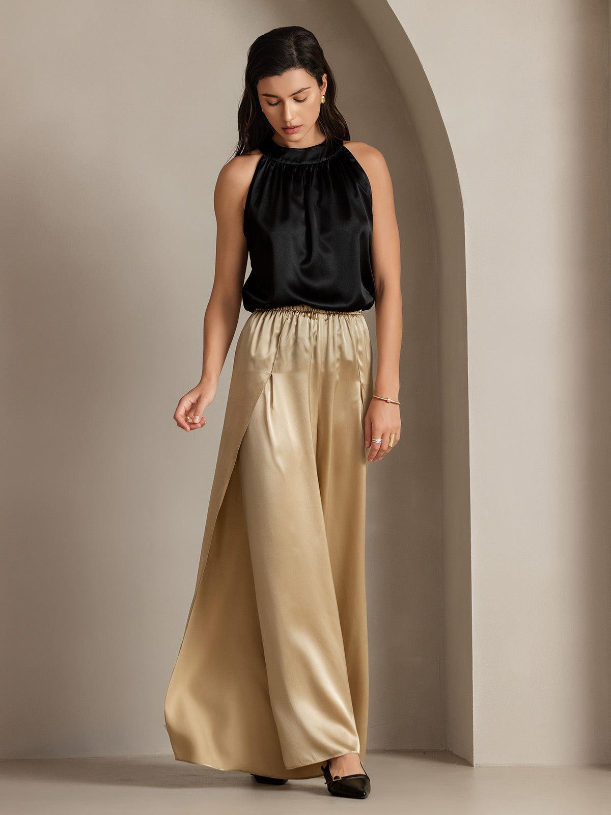 [Champagne] SilkSilky-IT 19Momme Seta Womens Pants 008