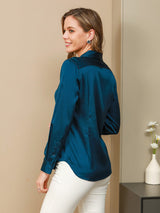 [Verde Acqua] SilkSilky-IT Long Sleeve Lapel Collar Camicie da donna 002