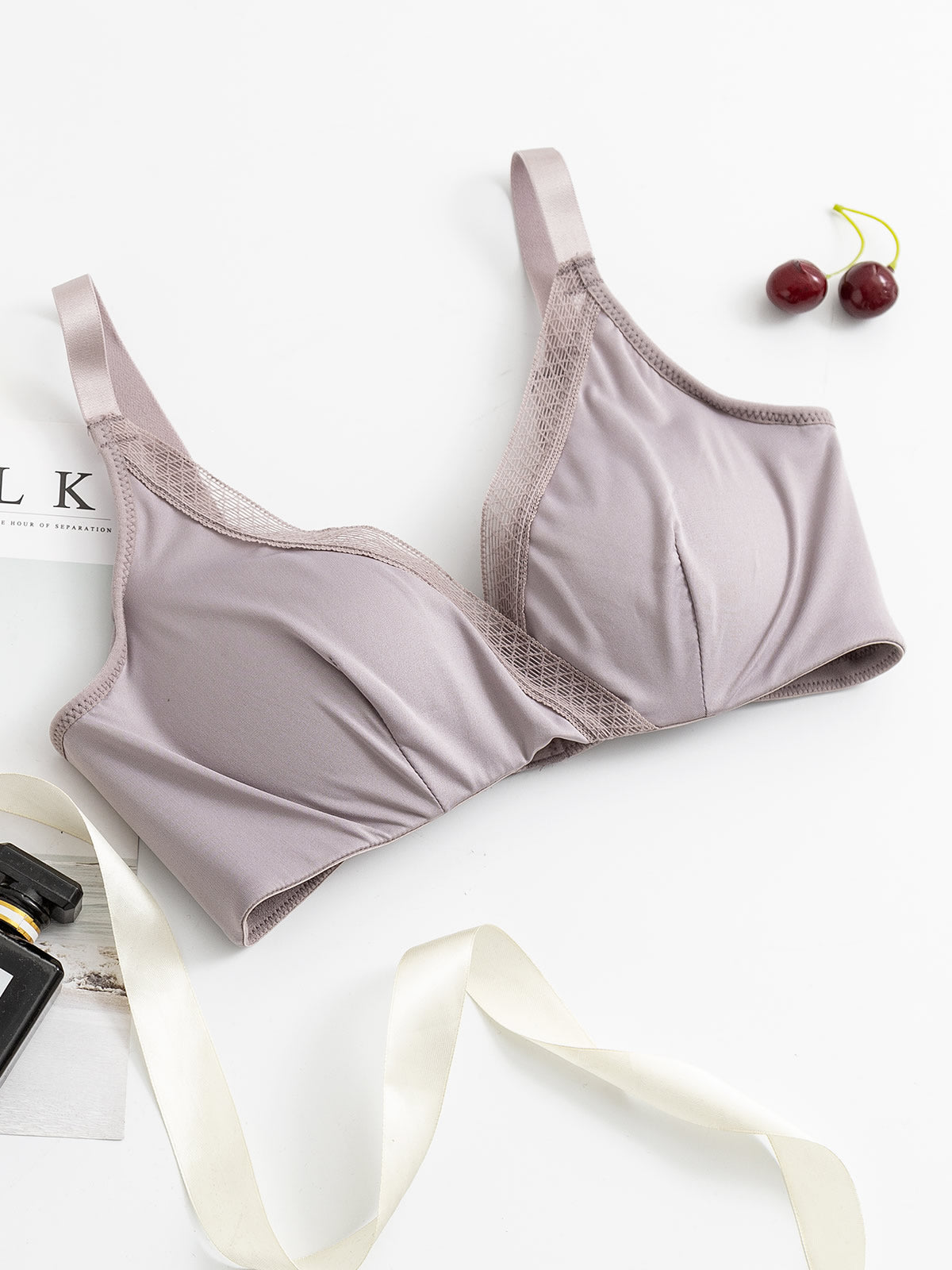 SilkSilky IT Maglia di seta Bra Grigio 003