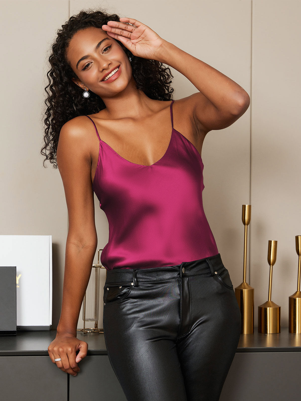 [Fucsia] SilkSilky-IT Seta pura Camisoles 001