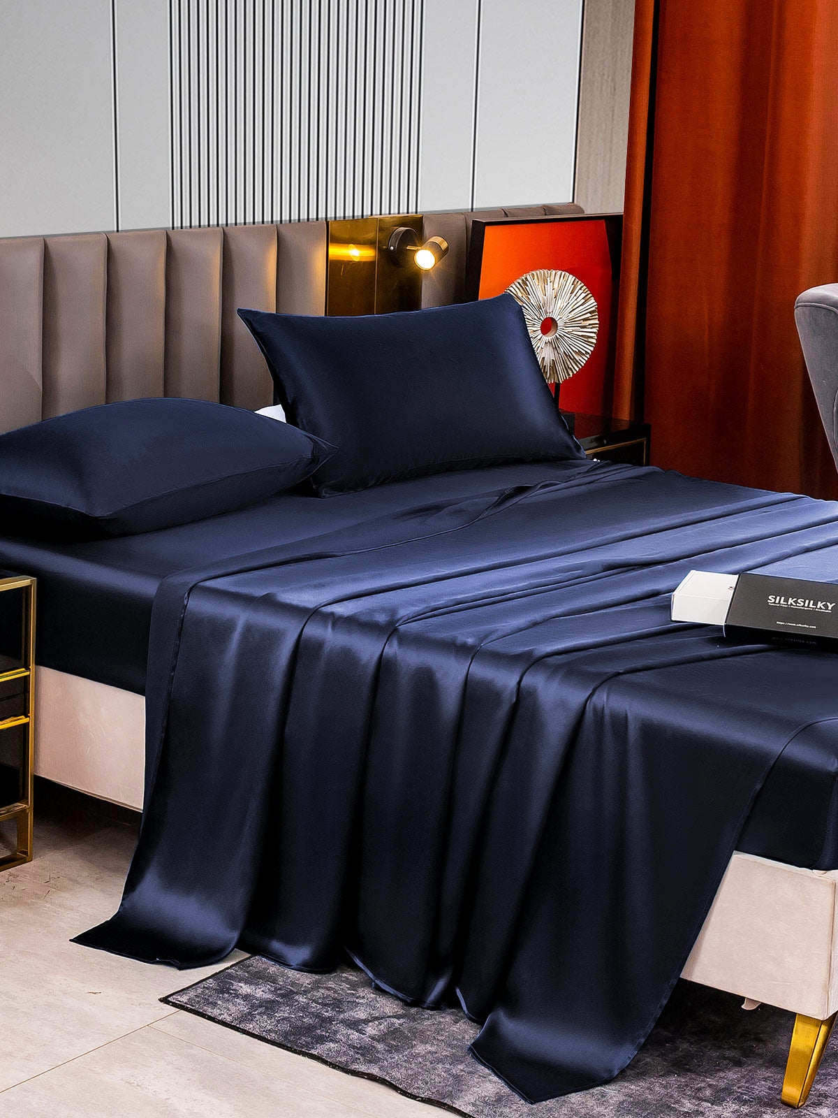 [Blu Scuro] SilkSilky-IT 22Momme Seta pura Bedding Set 003
