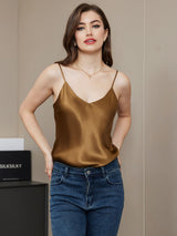 [Caffè] SilkSilky-IT Spaghetti Strap V Neck Cami 005