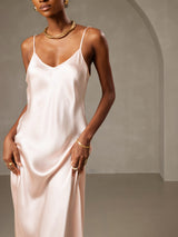 [Rosa] SilkSilky-IT Sleeveless V Neck Vestiti da donna 005