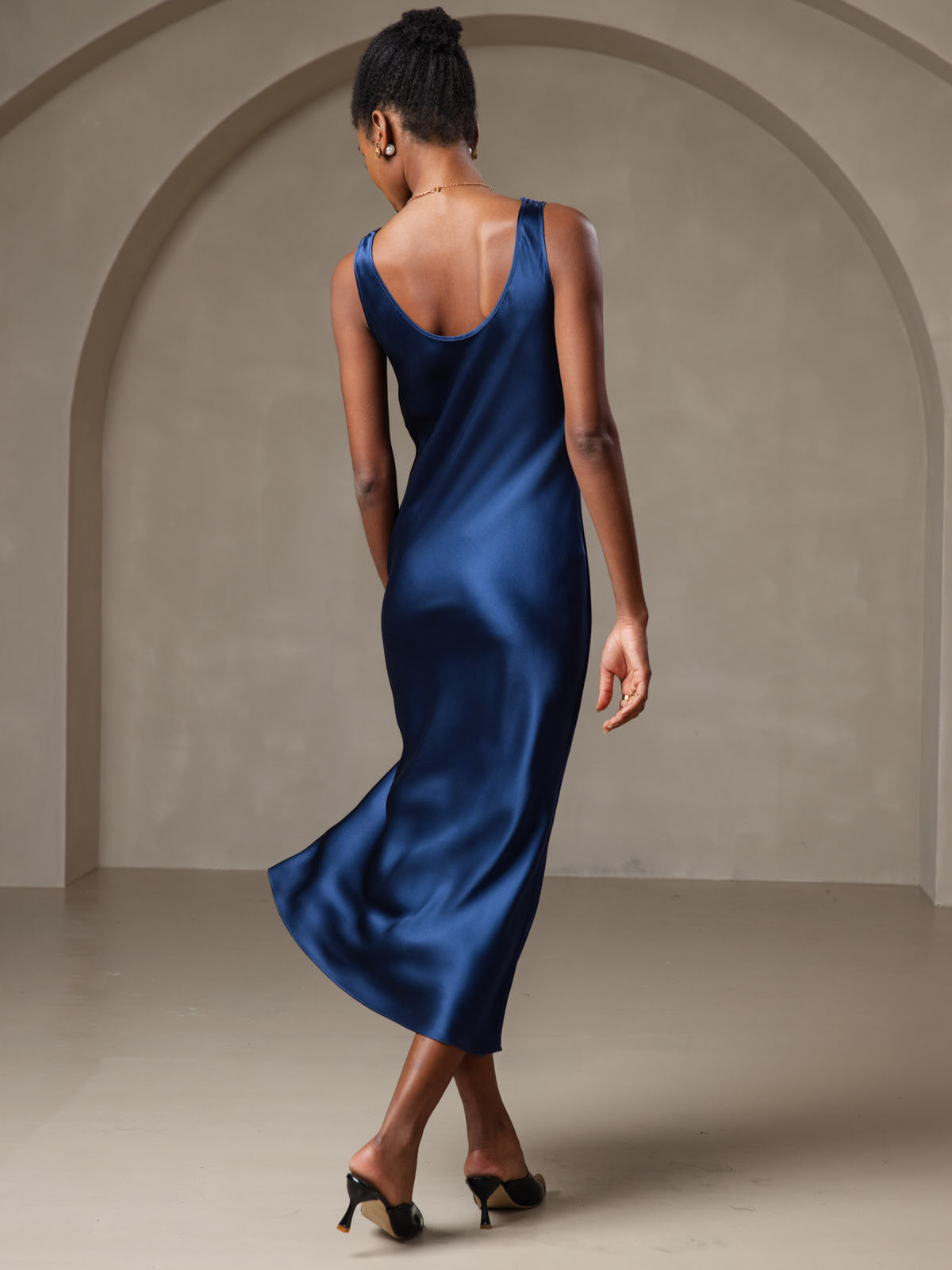 [Blu Scuro] SilkSilky-IT Seta pura Dress 002