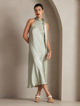 [Verde Chiaro] SilkSilky-IT Sleeveless Halter Vestiti da donna 003