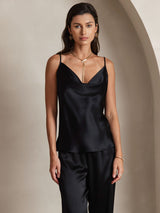 [Nero] SilkSilky-IT Spaghetti Strap Cowl Neck Cami 005