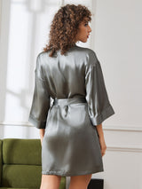 [Verde Grigiastro] SilkSilky-IT 3/4 Sleeve Vestaglia da donna 002