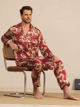 [Drago Vino] SilkSilky-IT Long Sleeve Lapel Collar Pigiami da uomo 001