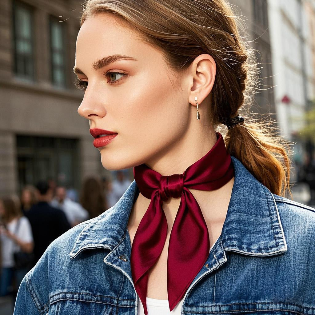 [Rosso Scuro] SilkSilky-IT Seta pura Scarf 001