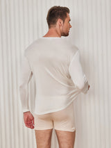 [Bianco] SilkSilky-IT Long Sleeve Round Neck Maglietta da uomo 002